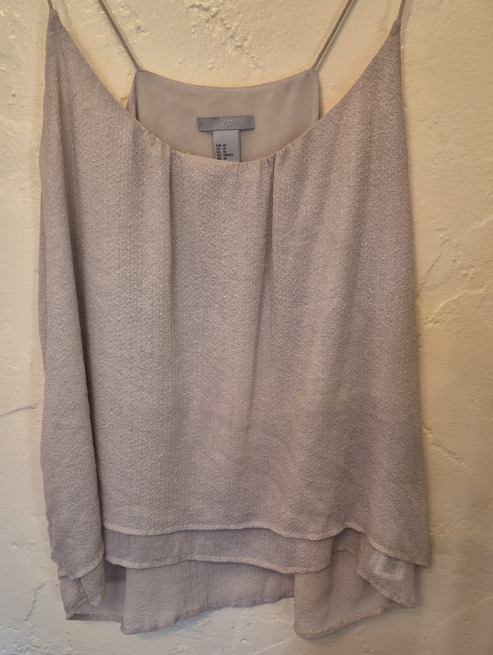 Light Beige Textured Sleeveless Layered Tank Top